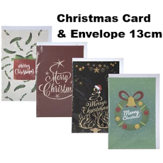 Christmas Card & Envelope 13cm, Assorted